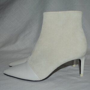 Sz 37.5 7 Rag & Bone Winter White Leather Suede 2.75" Heels Ankle Boots